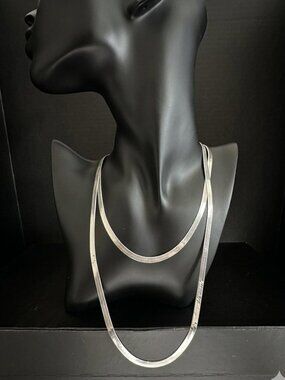 Milor Italy 925 Sterling Silver Herringbone Necklace 36” 4.6mm Wide – 18g weight